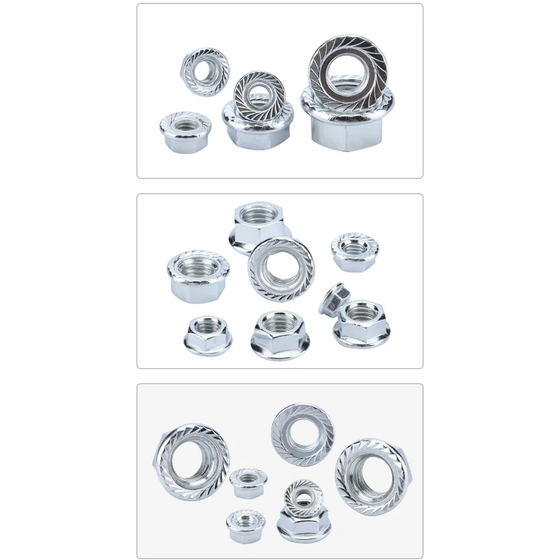 White Zinc-Plated Flange Nuts M4/M5/M6/M8/M10/ With Washer Serrated Flange
