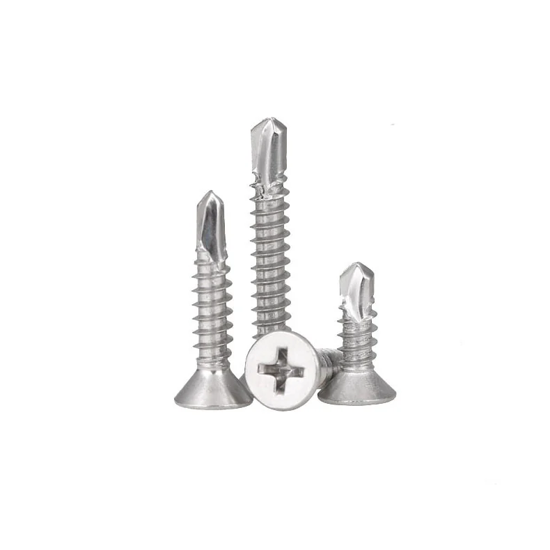 410 Stainless Steel Self-Tapping Cross-Recessed Self-Drilling Screws Countersunk Head Flat Head