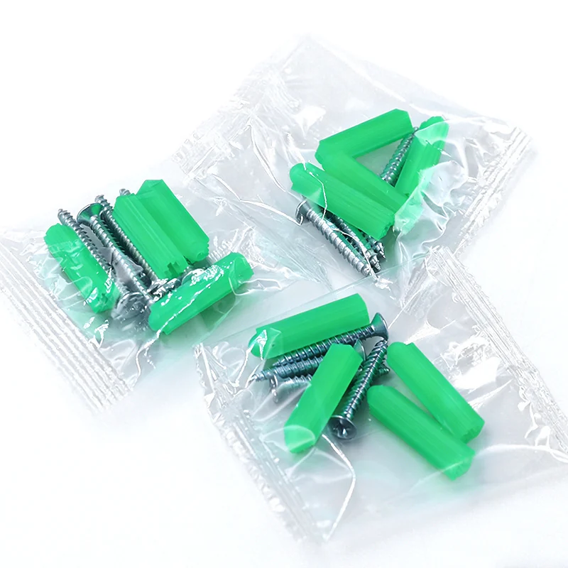 Self-Tapping Screw Kits Green White Plastic Expansion Tube Wall Mounting Screw Assortment Electrical and Bathroom Home Bolts Bagged