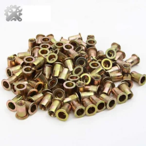 Carbon Steel Zinc-Plated Rivet Nuts Flat Head Straight Knurl 304 Stainless Steel