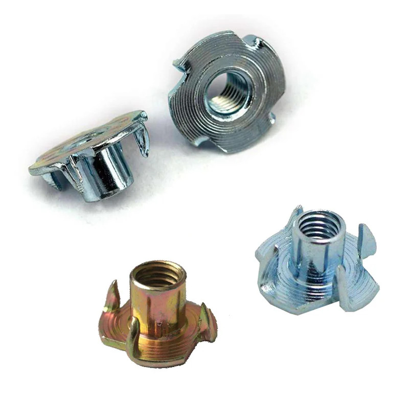 Guangdong Thick Four-Prong T-Nuts Claw Nuts Wood Plate Insert Nuts Furniture Four-Prong Screw