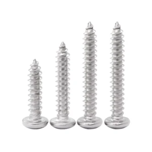 Stainless Steel Round Head Cross-Recessed Self-Tapping Screws 304 Pan Head Pointed Tip PA