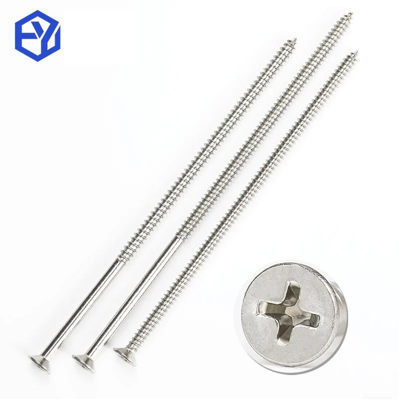 304 Stainless Steel Cross-Recessed Countersunk Head Woodworking Long Self-Tapping Screws Flat Head Wood M4