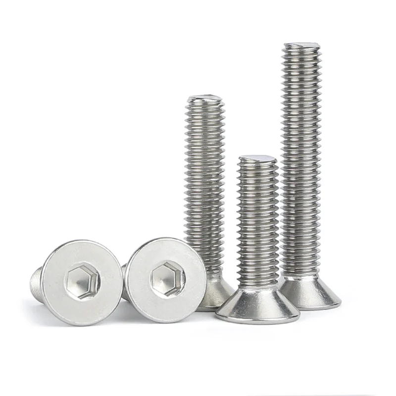 304 Stainless Steel Hex Socket Countersunk Head Screws M1.6-M16 Flat Head DIN7991