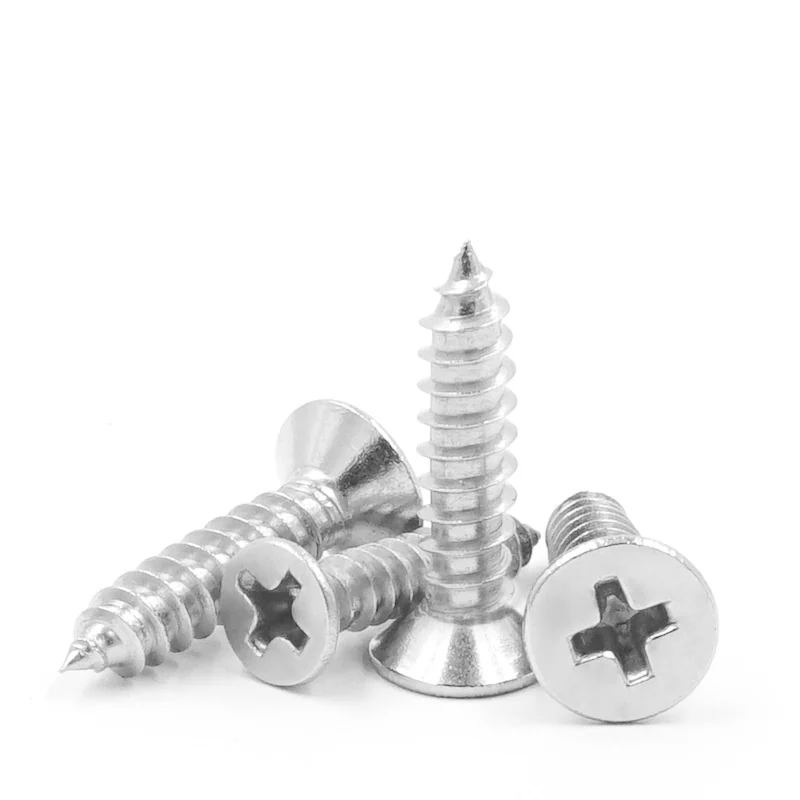 304 Stainless Steel Cross-Recessed Self-Tapping Screws Flat Head KA Wood Thread Countersunk Head