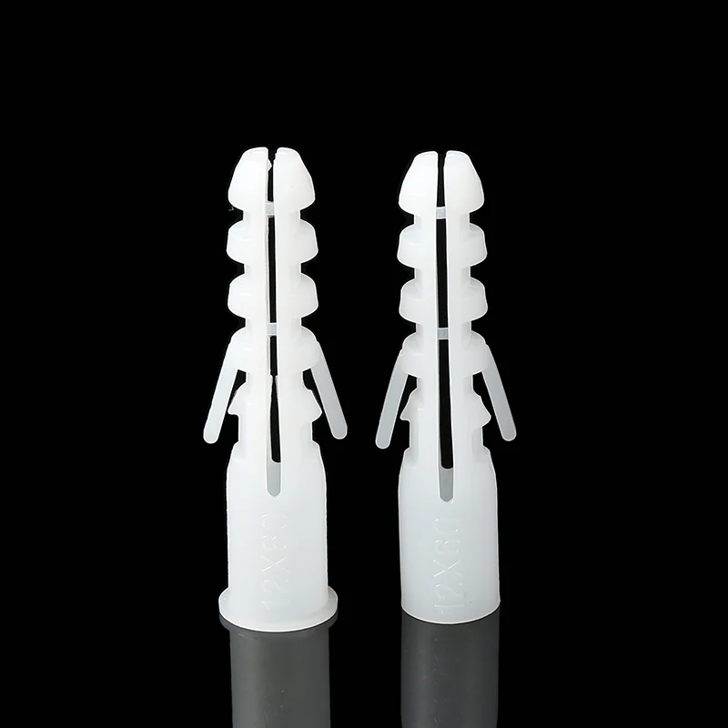 White PEUnlimited Plastic Wall Plugs 12*60 Cabinet Clothes. Cap Hook Fish Type Expansion Bolts Boo! Plug