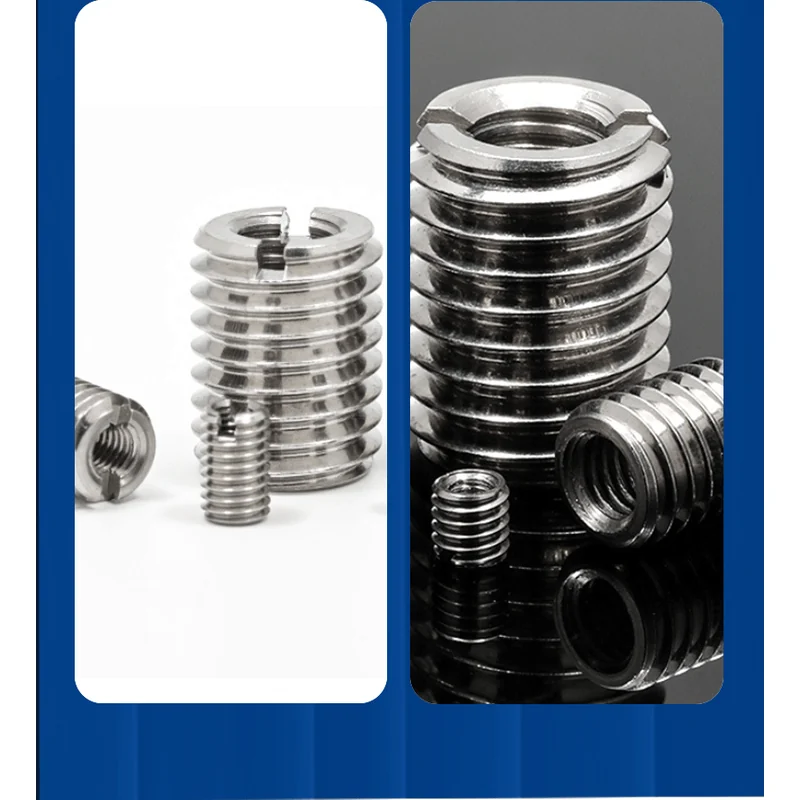 Stainless Steel Internal and External Threaded Insert Nuts M2-M16 Slotted Thread Inserts Variable Conversion Nuts Small Mixed