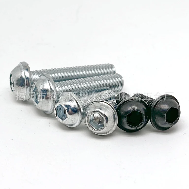White Zinc-Plated Partial Round With Washer Embossed Hex Socket Screws Black Partial Dollar Head Hex Socket With Washer Embossed Anti-Slip Tooth Screws
