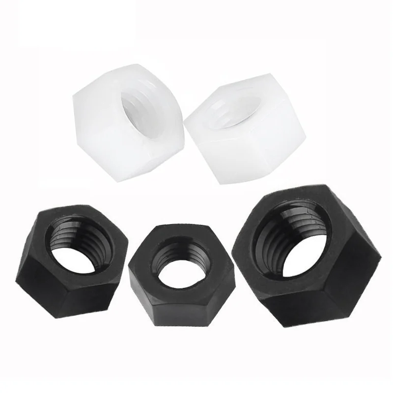 Nylon Hex Nuts Plastic PA66 Black White M2M3M4M5-M20