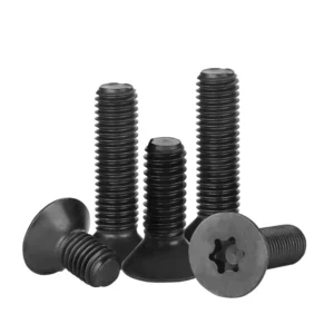 Grade 10.9 Carbon Steel Countersunk Head Hexalobular Machine Screws Black Head Flat Head M2/M2.5/M3