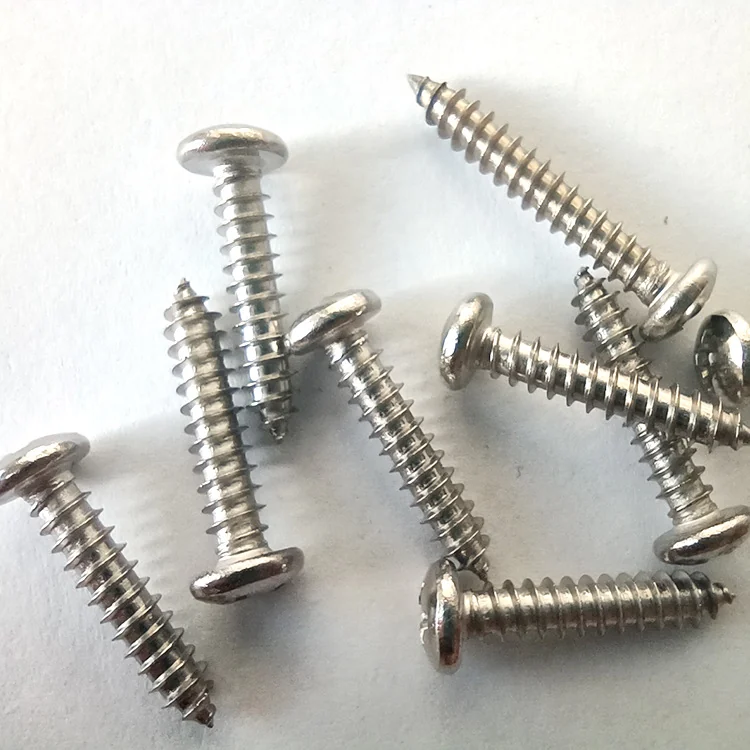 GB845 304 Stainless Steel Cross-Recessed Pan Head Round Head Self-Tapping Screws M2-M6 PA Pointed Tip