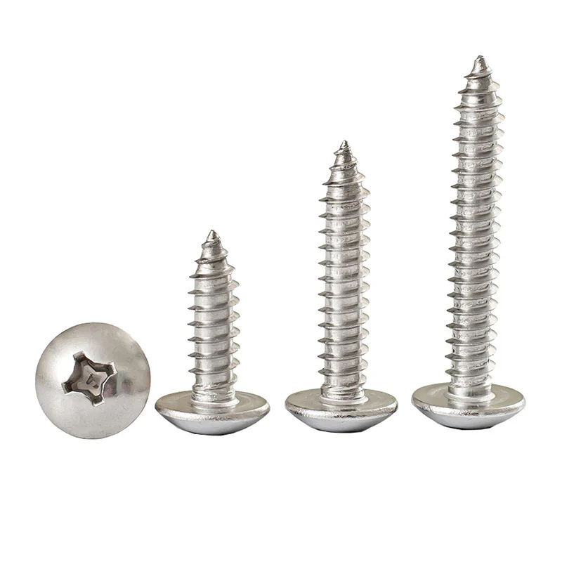 Mu Jin.201 Stainless Steel Cross-Recessed Large Truss Head Self-Tapping Screws / Wood Screws M3-M5 / GB407 Screws