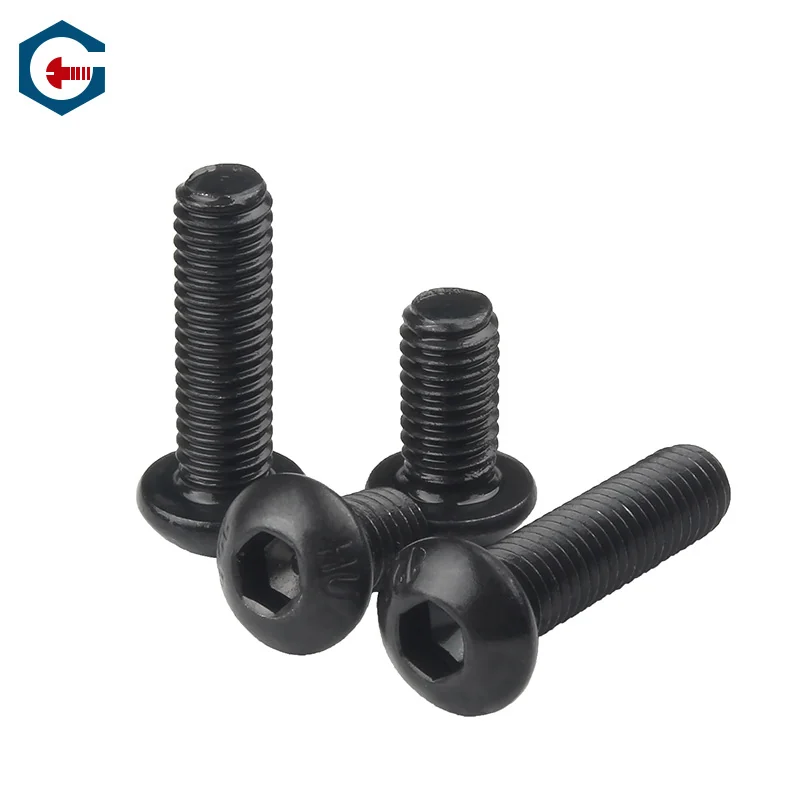Grade 10.9 Iron Blackened Round Head Hex Socket Screws 304 Stainless Steel Pan Head Mushroom Head
