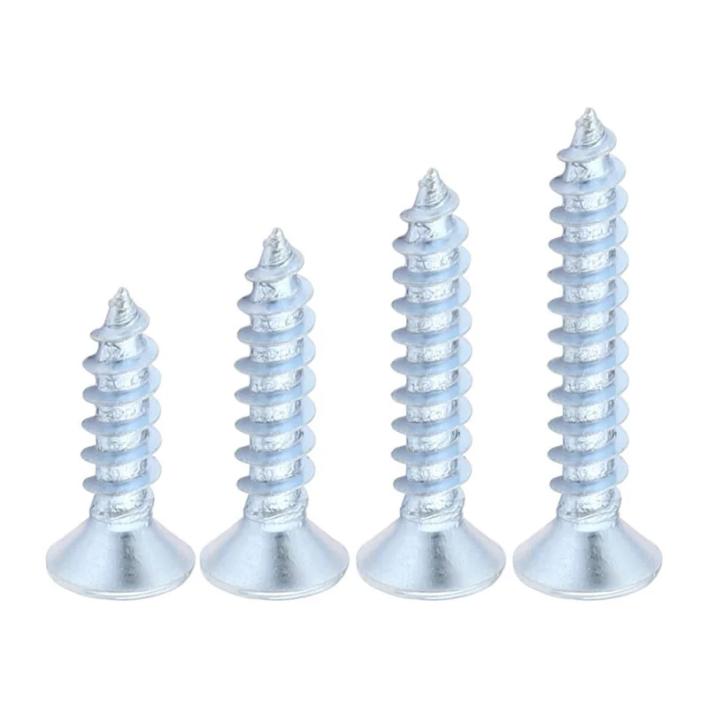 Long Cross-Recessed Self-Tapping Screws Hardened Flat Head Countersunk Head Plated Blue Zinc KA Pointed Tip Wood M3M4M5M6