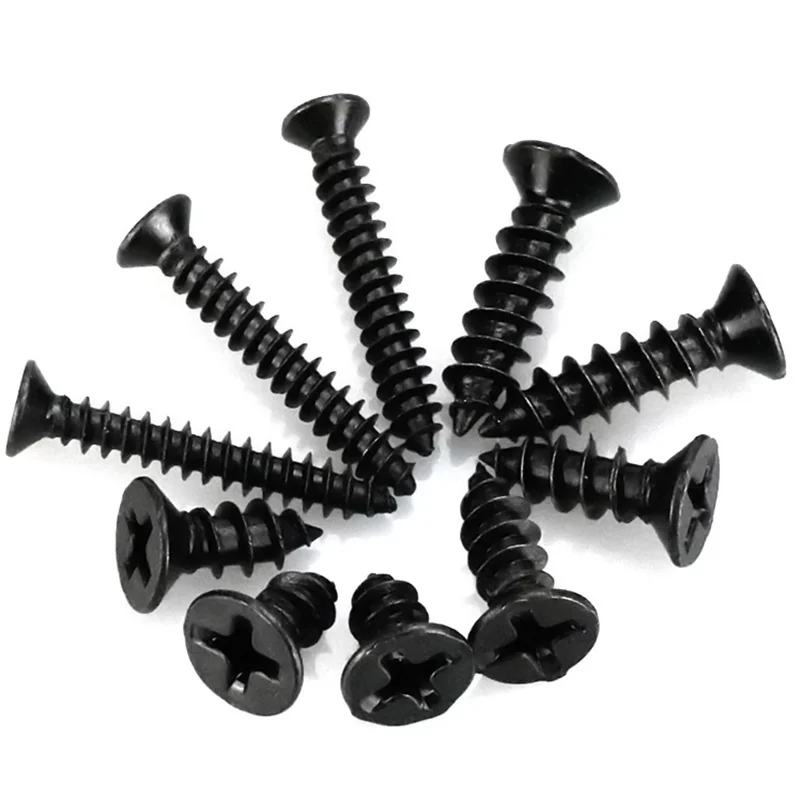 Black Hardened Cross-Recessed Countersunk Head Self-Tapping Screws Flat Head Carbon Steel KA Electronics Small Wood M1-M6