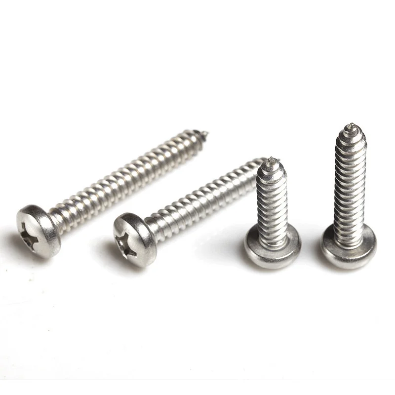 304 Stainless Steel Pan Head Self-Tapping Screws Cross-Recessed Dollar Head Self-Tapping Screws GB845PA Cross Recess Pointed Tip Self-Tapping Screws