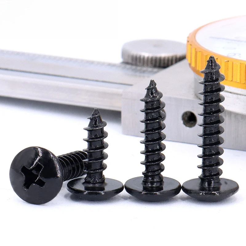 TA Truss Head Black Hardened Cross-Recessed Large Truss Head Self-Tapping Screws Coarse Thread M3M3.5M4M5M6