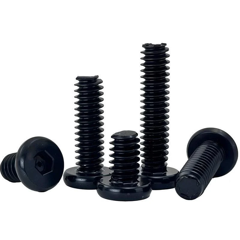 Imperial 1/4-20 Black Machine-Thread Button Head Hex Socket Screws Flat Furniture Chamfered