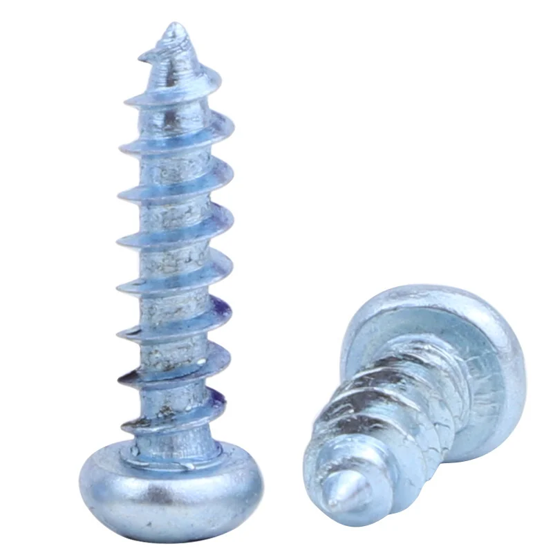 ShanghaiPA Self-Tapping Screws Blue-White Zinc-Plated Cross Recess Round Head Self-Tapping Screw Pan Head Self-Tapping Screw M3/M4/M5/M6