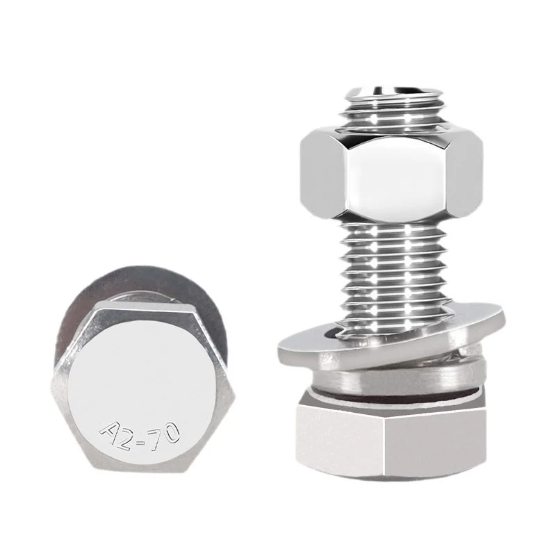 Hex Screws Nuts Fastener Kits M6M8M10M12 Stainless Steel Bolts 304 Hex Head