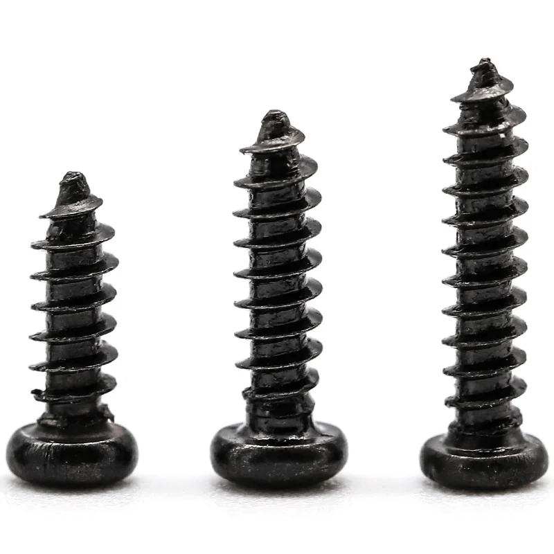 304 Stainless Steel Black Cross-Recessed Round Head Self-Tapping Screws Plated Zinc Pan Head Small M2M3M4M5M6