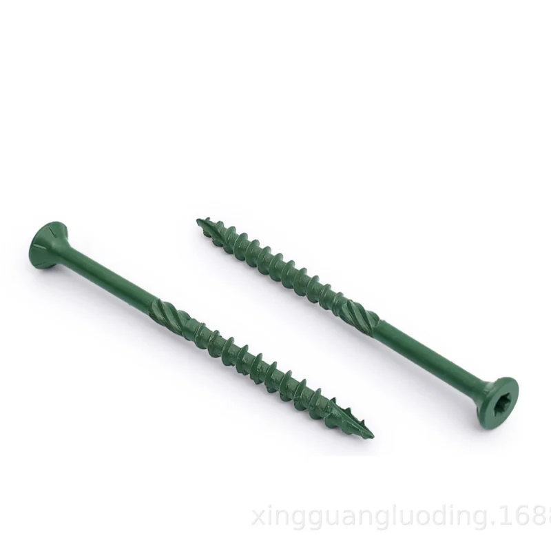 #10*3 Hexalobular Countersunk Head Knurled Deck Screws Green Color Black