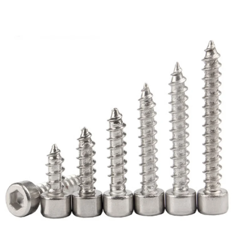 304 Stainless Steel M3-M6 Cylindrical Head Self-Tapping Screws Sound horn Pointed Tip Screws Hex Socket Self-Tapping Screws Bolts