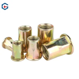 Yellow Zinc-Plated Flat Head Rivet Nuts 304 Stainless Steel Flat Head Stud Stripes Rivet Nuts Knurled Rivet Nuts M3-M12