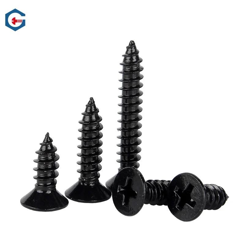 Black 304 Stainless Steel Cross-Recessed Countersunk Head Self-Tapping Screws Flat Head Woodworking M2M2.6M3M4M5