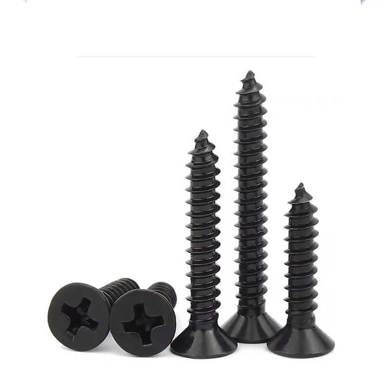 KA Black Cross-Recessed Countersunk Head Flat Head Self-Tapping Screws M1M2M3M4 Electronics Small Pointed Tip