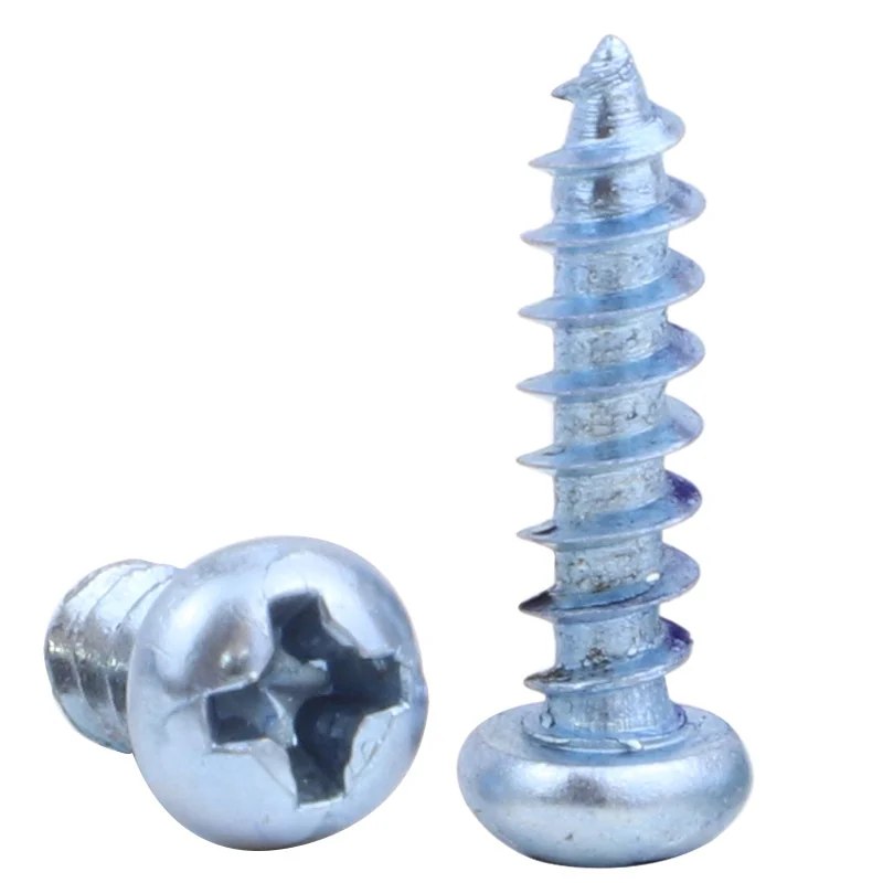 ShanghaiPA Self-Tapping Screws Blue-White Zinc-Plated Cross Recess Round Head Self-Tapping Screw Pan Head Self-Tapping Screw M3/M4/M5/M6