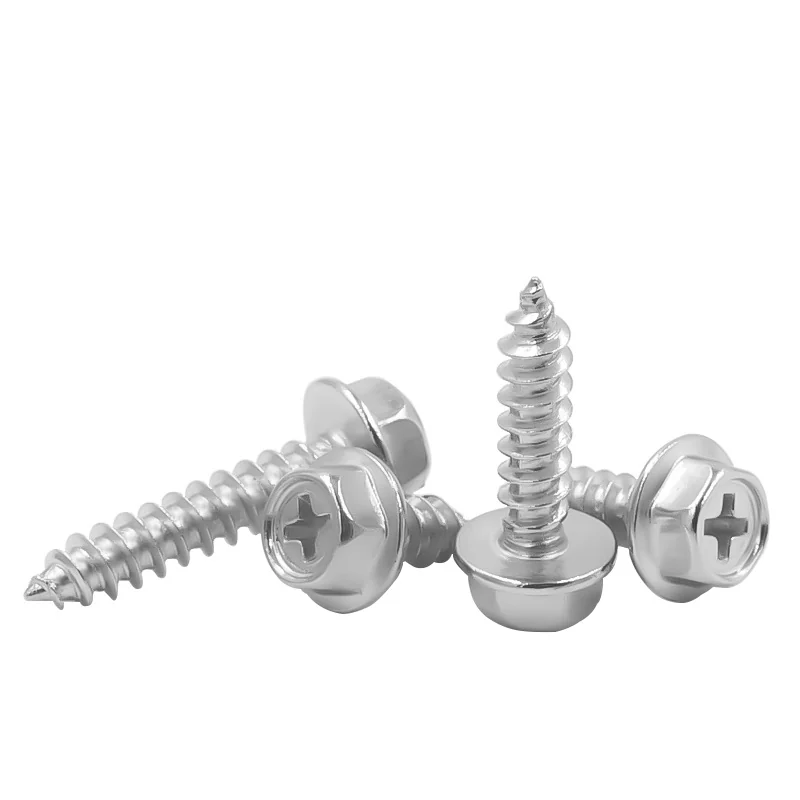304 Stainless Steel Cross-Recessed Flange Self-Tapping Hex Head Flanged Hex Bolts
