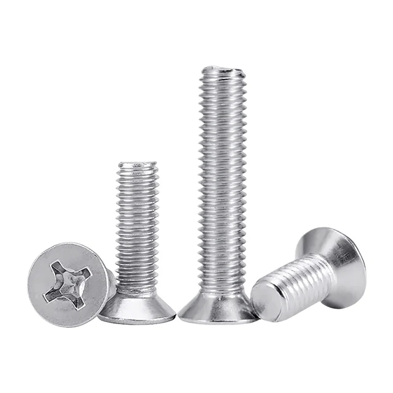 304 Stainless Steel Flat End Cross-Recessed Machine Screws Flat Head Hardware