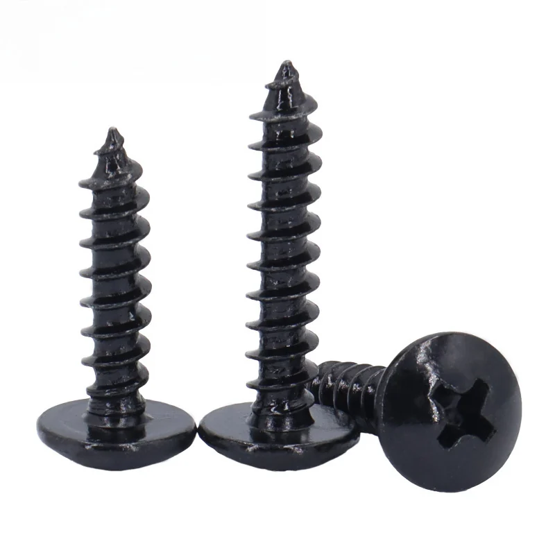 TA Truss Head Black Hardened Cross-Recessed Large Truss Head Self-Tapping Screws Coarse Thread M3M3.5M4M5M6