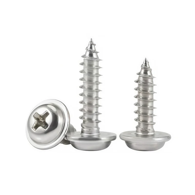 304 Stainless Steel Cross-Recessed Round Head With Washer Self-Tapping Screws Pan Head With Washer Son Electronics Small Screws M1-M4