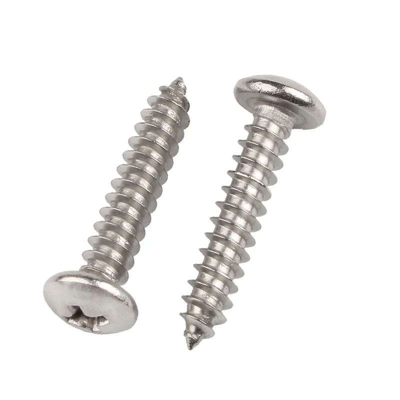 304 Stainless Steel Round Head Cross-Recessed Self-Tapping Screws Pan Head Pointed Tip Wood M2M3M4