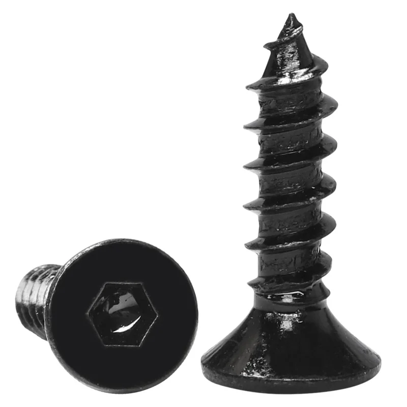 Grade 8.8 Black Hex Socket Flat Head Self-Tapping Screws Blackened Countersunk Head M3M4M5M6M8