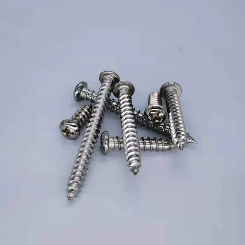 201 Stainless Steel Partial Round Cross-Recessed Round Head Self-Tapping Screws Pan Head Furniture M2-M6