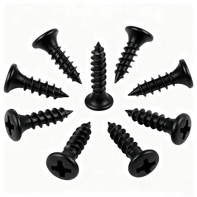 Drywall Screws Black Phosphorus Self-Tapping Screws High-Strength Countersunk Head Cross-Recessed Come on. Thread Wall Plate Gypsum Plate Drywall Screws