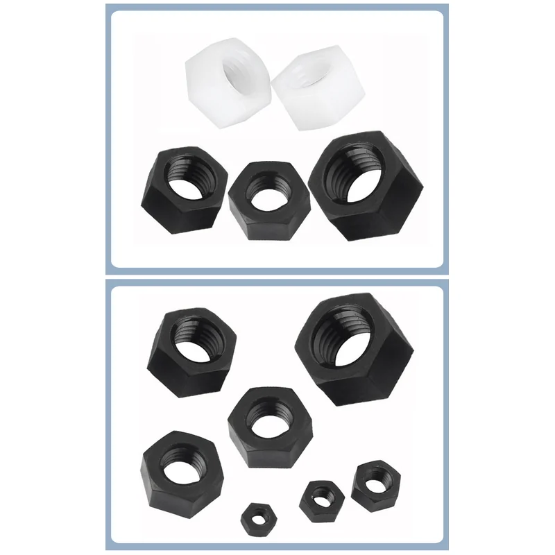 Nylon Hex Nuts Plastic PA66 Black White M2M3M4M5-M20