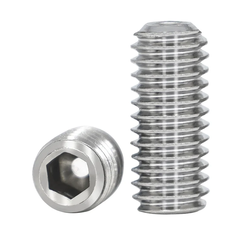 304 Stainless Steel Hex Socket Flat Point Set Screws DIN913 Flat Head Headless Set Machine m