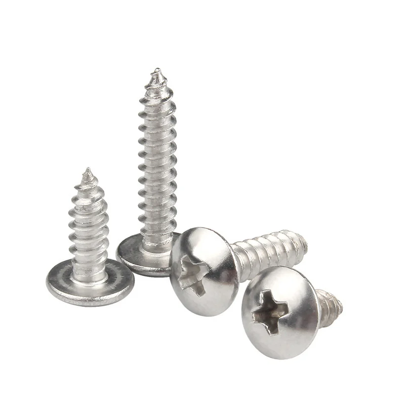 201 Stainless Steel Large Truss Head Cross-Recessed Round Head Self-Tapping Screws Truss Head Wood Recess M3M4M6