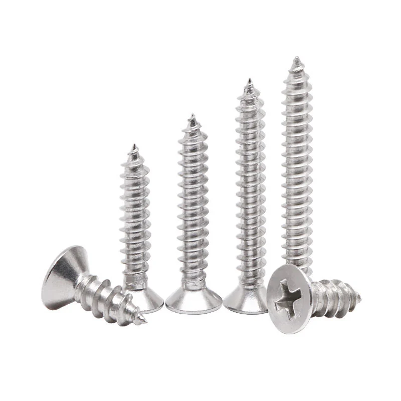 304 Stainless Steel Cross-Recessed Countersunk Head Self-Tapping Screws KA Wood Flat Head M1M2M3M4M5M6M8