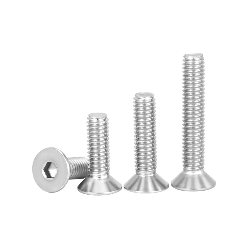 304 Stainless Steel DIN7991 Flat Head Machine-Thread Hex Socket Countersunk Head Screws M2M3M4M5M6M8