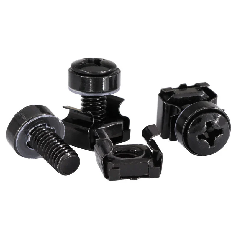 304 Stainless Steel Crown Equipment Cabinet Screws Nickel-Plated Clip Nuts Black Zinc Network exchange server M5M6