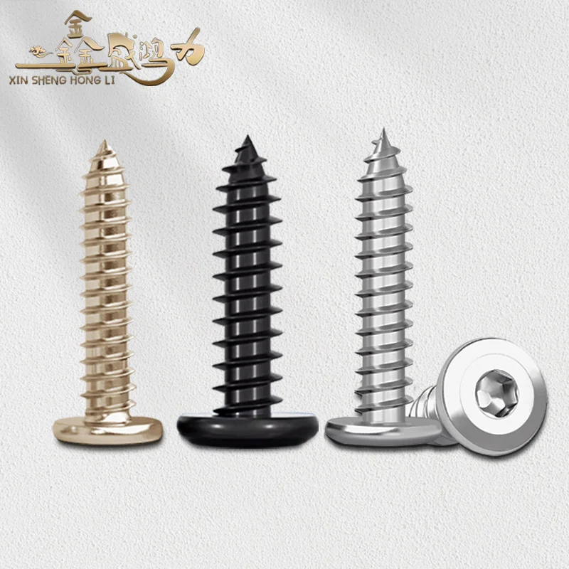Chamfered Hex Socket Self-Tapping Screws Hex Flat Head Screws Nickel-Plated Black Carbon Steel Hardened Industry Bolts M4M5M6