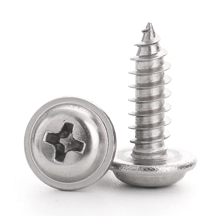 【1.4m1.7m2m2.3m2.6m3m4m5】304 Stainless Steel Round Head Cross-Recessed With Washer Self-Tapping Screws