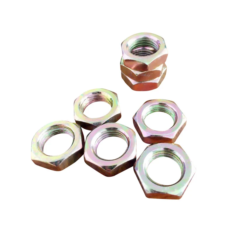 Hex Thin Nuts Chinese National Standard Carbon Steel Stainless Steel Plated Yellow Zinc-Plated Hex Flat Nut Cap Lighting Fine Thread Hot Zinc-Plated Flat Nuts