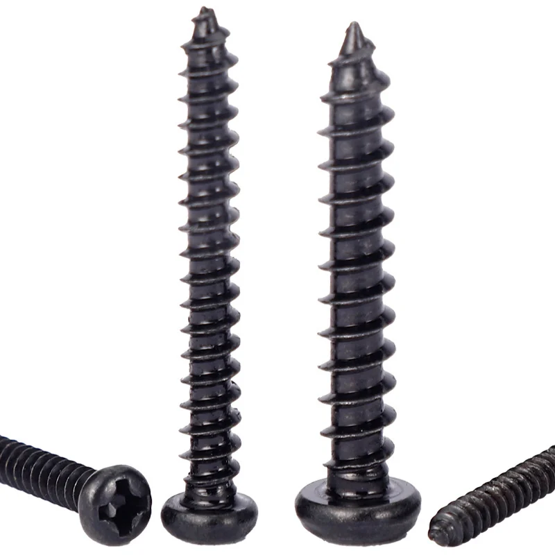 304 Stainless Steel Black Cross-Recessed Round Head Self-Tapping Screws Plated Zinc Pan Head Small M2M3M4M5M6