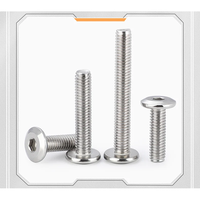 304 Stainless Steel Chamfered Hex Socket Screws Large Flat Head Furniture M2M3M4M5M6M12
